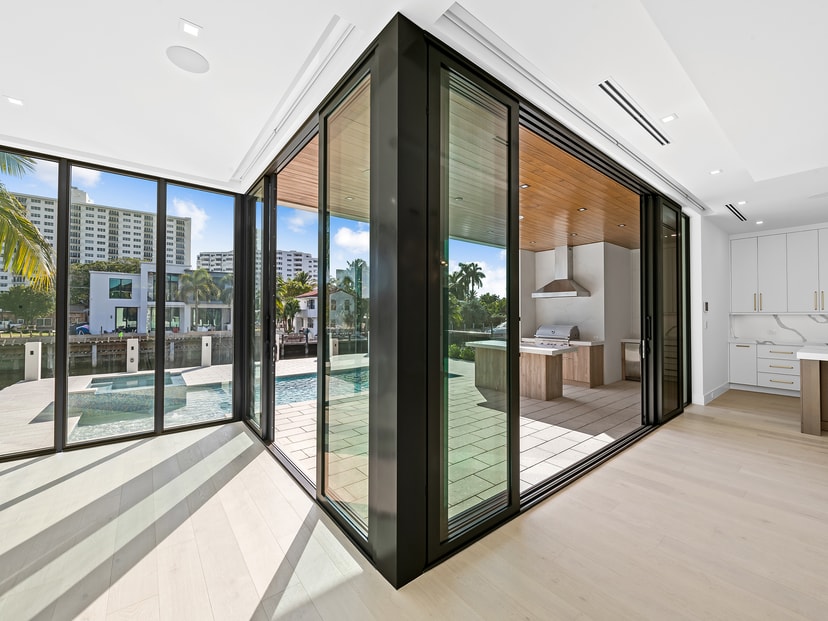 Multi-track sliding impact door — Fort Lauderdale luxury home