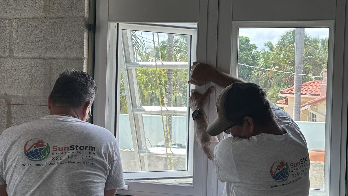 SunStorm crew installing impact windows — 2431 Las Olas Blvd, Fort Lauderdale